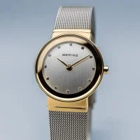 Bering Classic 26mm Gold Silver Milanese Strap Watch