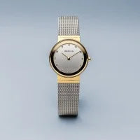 Bering Classic 26mm Gold Silver Milanese Strap Watch