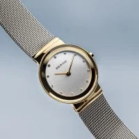 Bering Classic 26mm Gold Silver Milanese Strap Watch