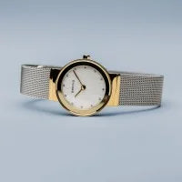 Bering Classic 26mm Gold Silver Milanese Strap Watch