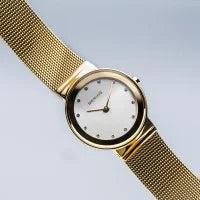 Bering Classic 26mm Gold Milanese Strap Watch