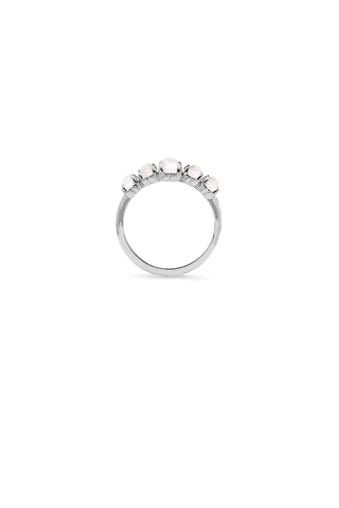 Stolen Silver Halo Cluster Ring  - Rose Quartz