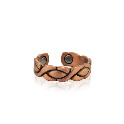 KIA ORA COPPER CROSS BRAID RING