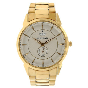 Titan Quartz Analogue with Date Silver Dial Stainless Steel Strap Watch for Men