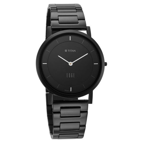 Titan Quartz Analogue Black Dial Stainless Steel Strap Watch for Men