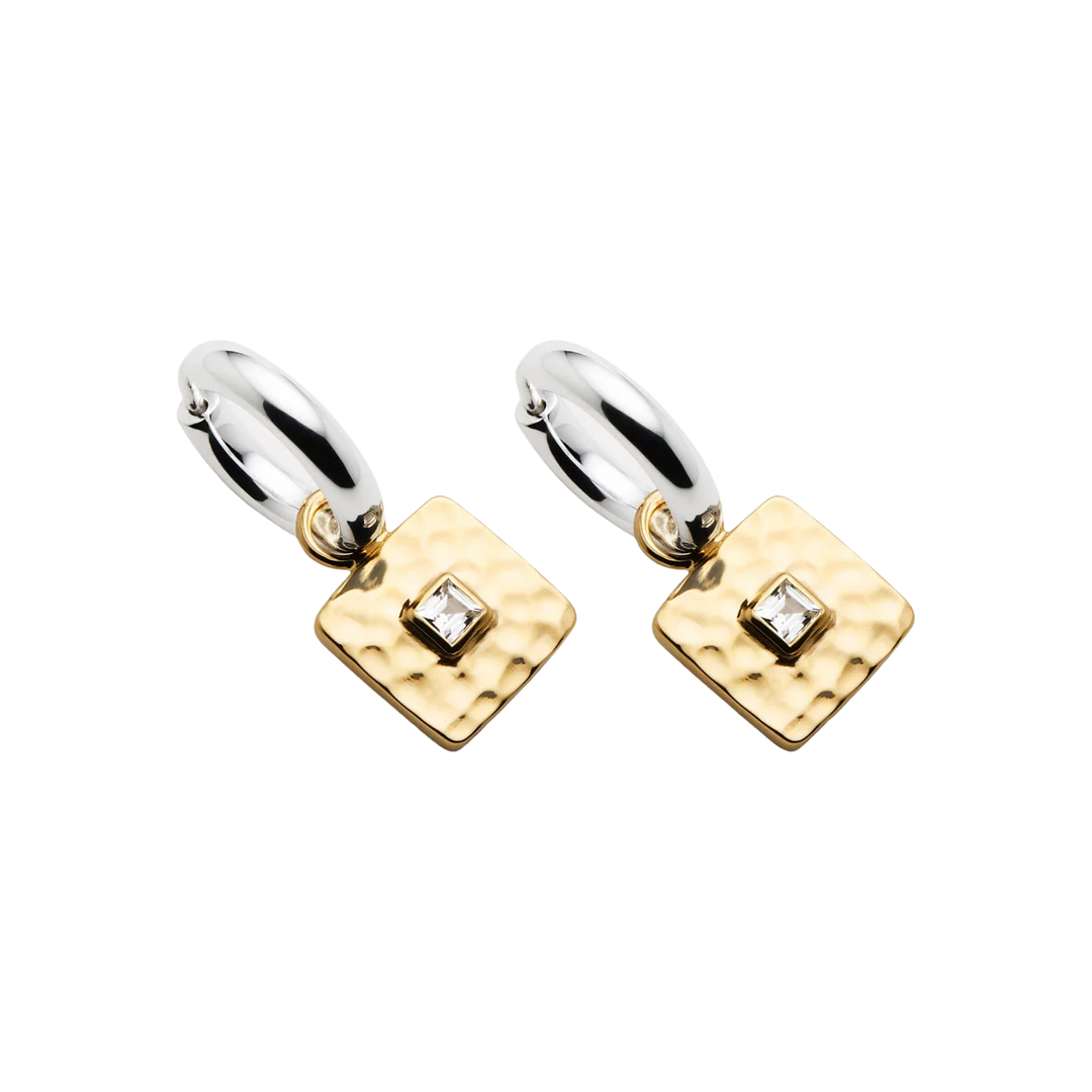 Najo Mixed Metal Topaz Huggie Earrings