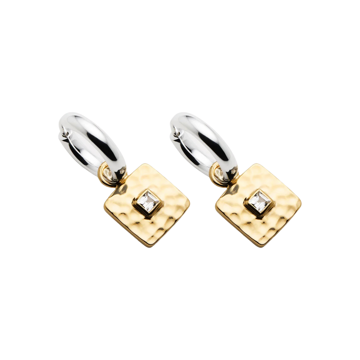 Najo Mixed Metal Topaz Huggie Earrings