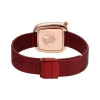 Bering Ladies Pebble 34mm Red Milanese Strap Watch