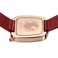 Bering Ladies Pebble 34mm Red Milanese Strap Watch