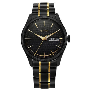 Titan Regalia Opulent Quartz Analogue with Day and Date Black Dial Two Toned Sta