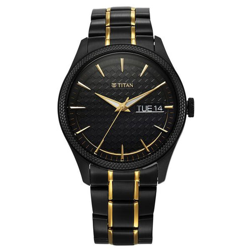 Titan Regalia Opulent Quartz Analogue with Day and Date Black Dial Two Toned Sta