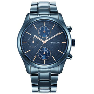 Titan Neo Splash Blue Dial Analogue Quartz Stainless Steel Strap watch for Men