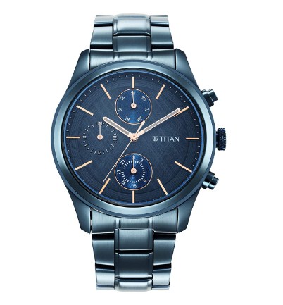 Titan Neo Splash Blue Dial Analogue Quartz Stainless Steel Strap watch for Men