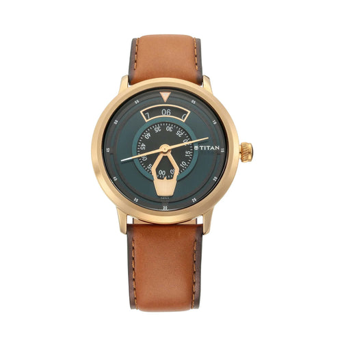 Titan Maritime Green Dial Analogue Leather Strap watch for Men