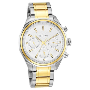 Titan Quartz Multifunction Silver Dial Stainless Steel Strap Watch for Men