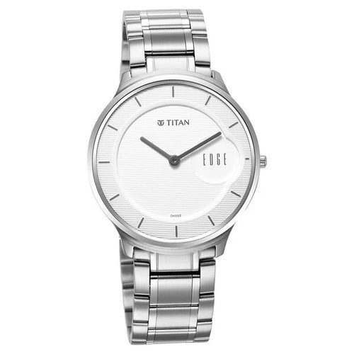 Titan Edge Metal Silver Dial Stainless Steel Strap Watch for Men