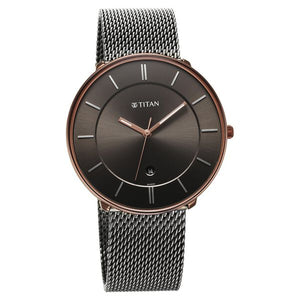 Titan Quartz Analogue Anthracite Dial Stainless Steel Strap Watch for Men