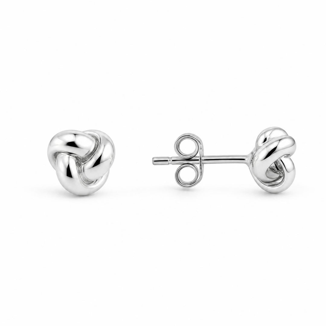 LT Sterling Silver Flat Knot Stud Earrings