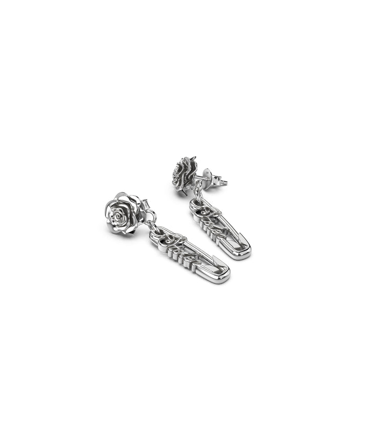 Stolen Silver Rose Pin Earrings