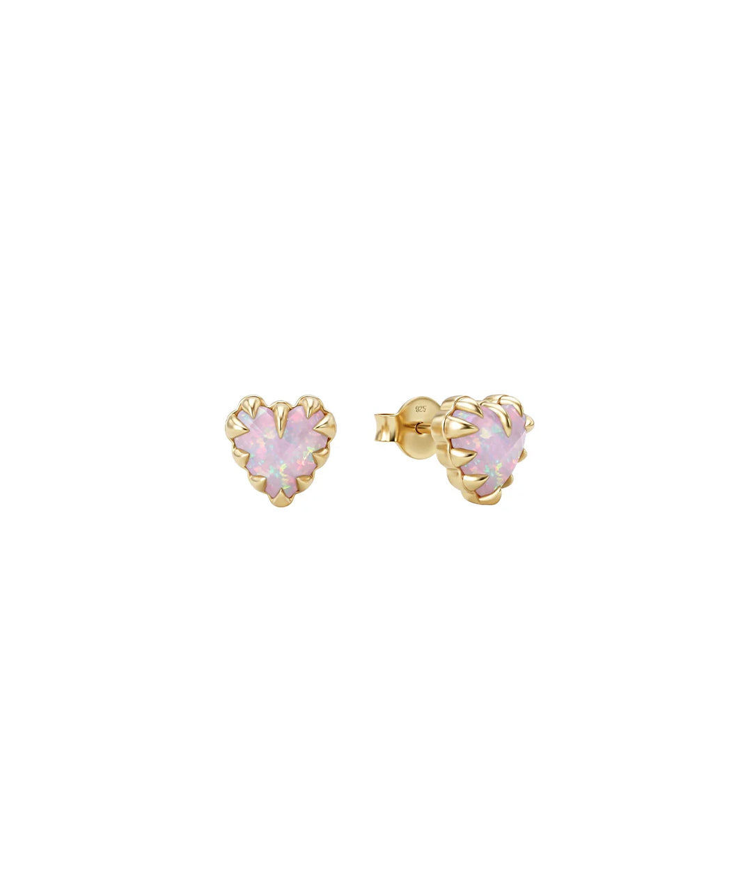 Stolen Gold Plated Love Claw Earrings - Pink Bello Opal