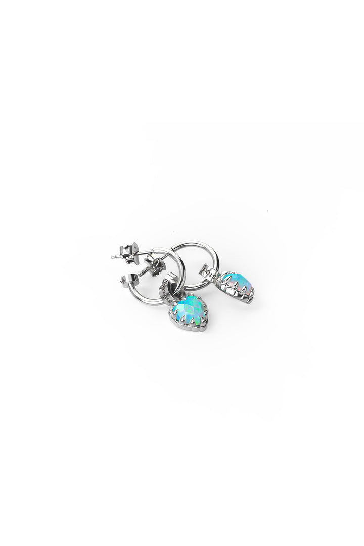 Stolen Silver Love Anchor Earrings - Opal