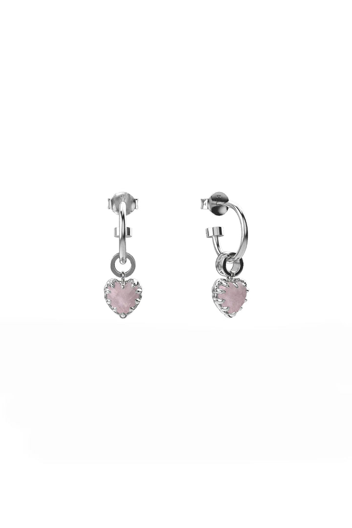 Stolen Silver Love Anchor Earring   - Rose Quartz