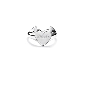 Stolen Silver Sinister Heart Signet  Ring