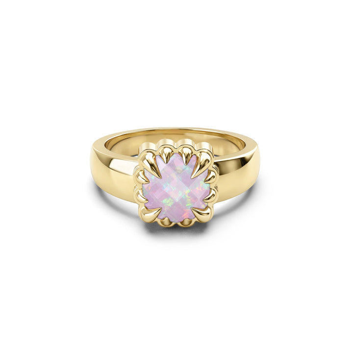 Stolen Gold Plated Baby Claw Ring - Pink Bello Opal