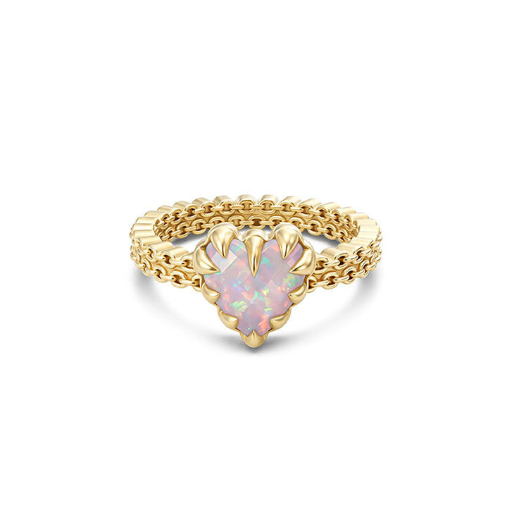 Stolen Gold Plated Mini Claw Ring - Pink Bello Opal