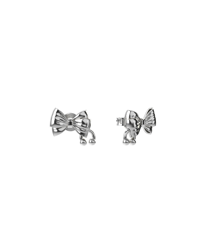 Stolen Silver Pierced Bow Earrings