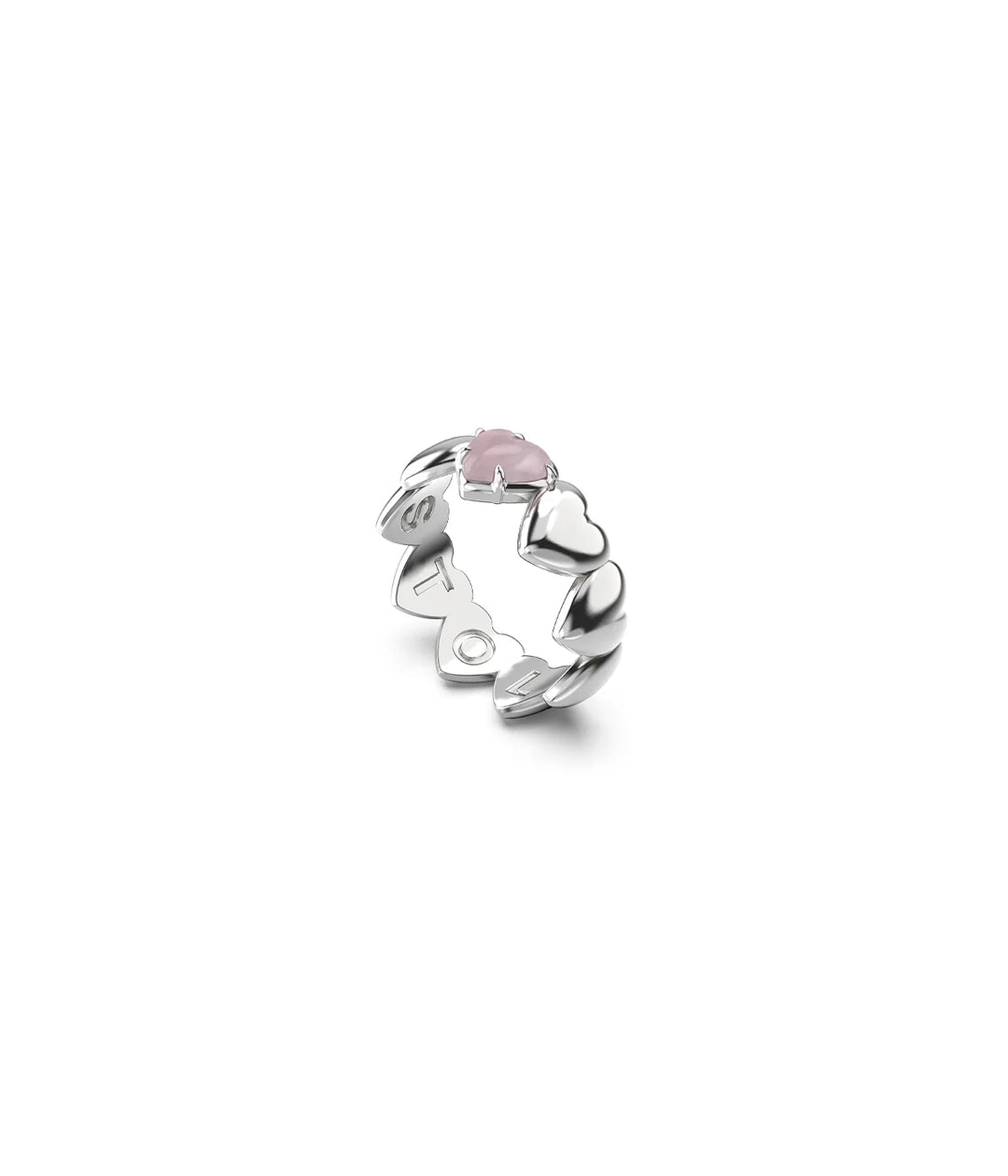 Stolen Band Of Hearts Ring - Rose Quartz