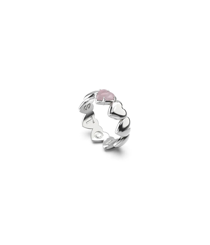 Stolen Band Of Hearts Ring - Rose Quartz