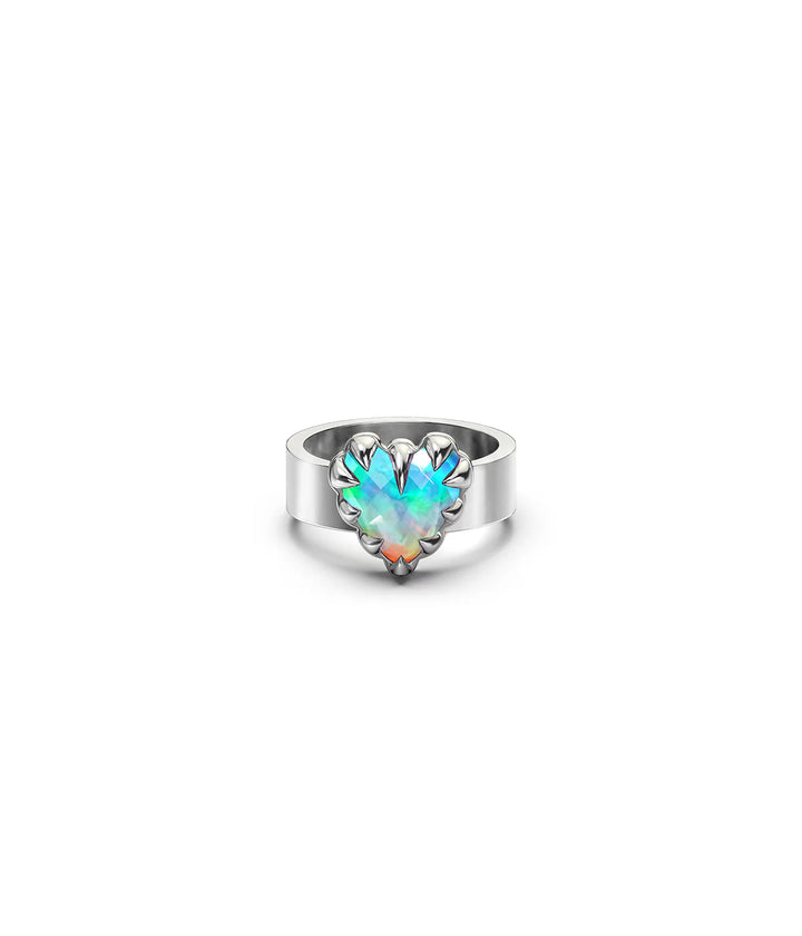Stolen Silver Love Claw Ring - Opal
