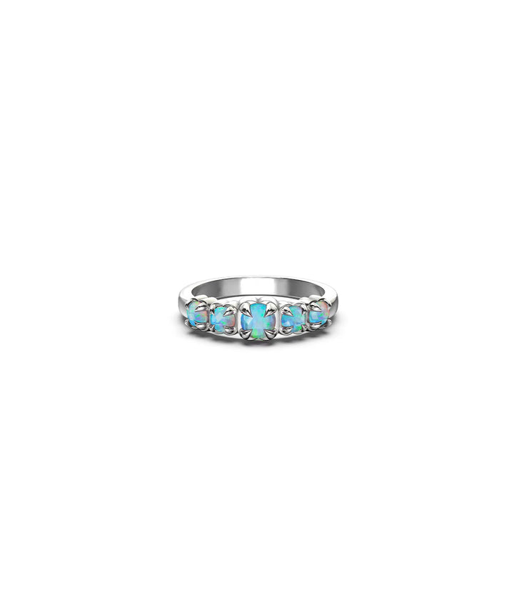 Stolen Silver Halo Cluster Ring - Opal