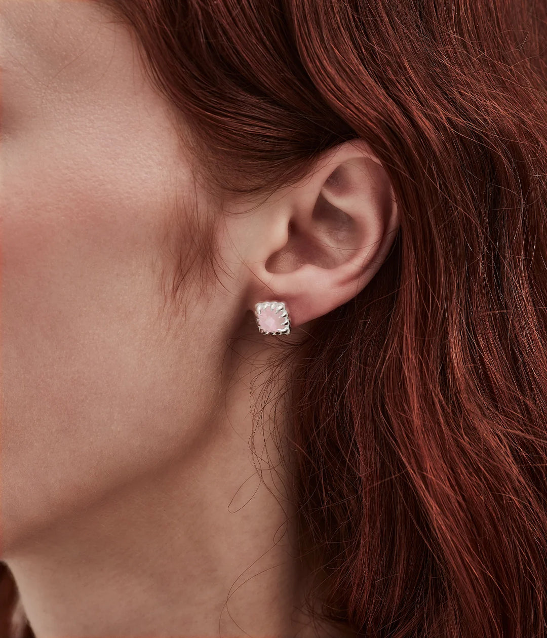 Stolen Silver Baby Claw Studs Rose Quartz