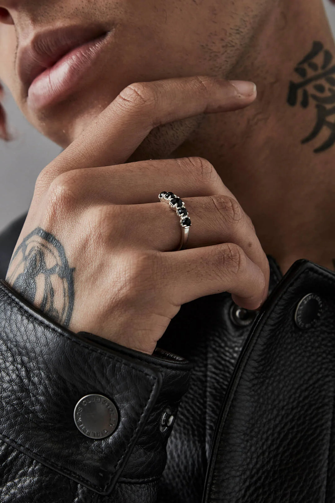 Stolen Silver Halo Cluster Ring - Onyx