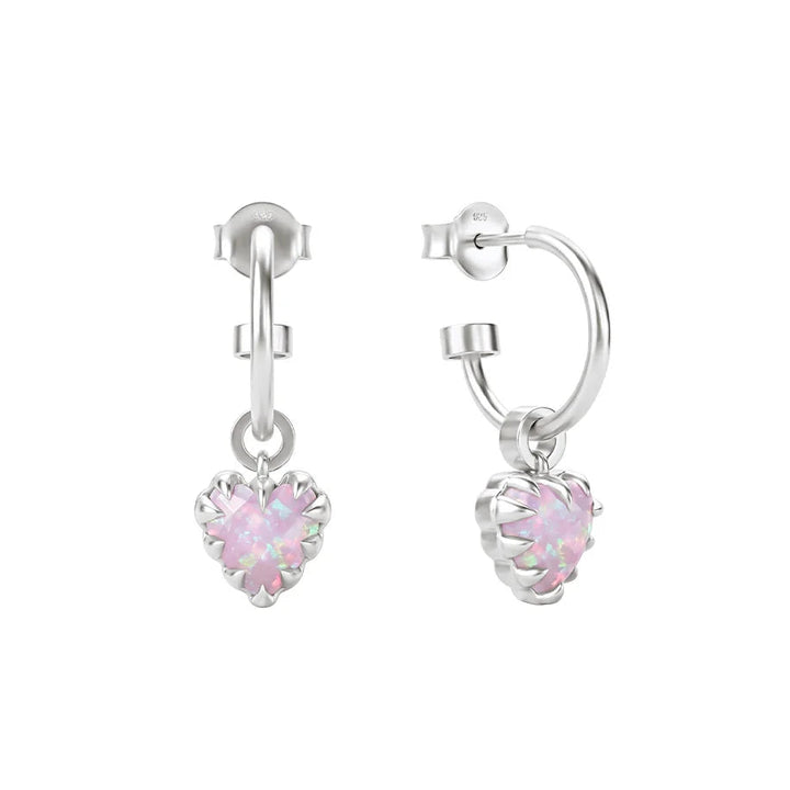Stolen Silver Love Claw Anchor Earrings - Pink Bello Opal