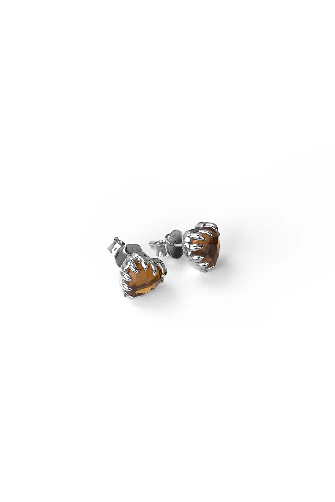 Stolen Silver Love Claw Earrings Orange Citrine