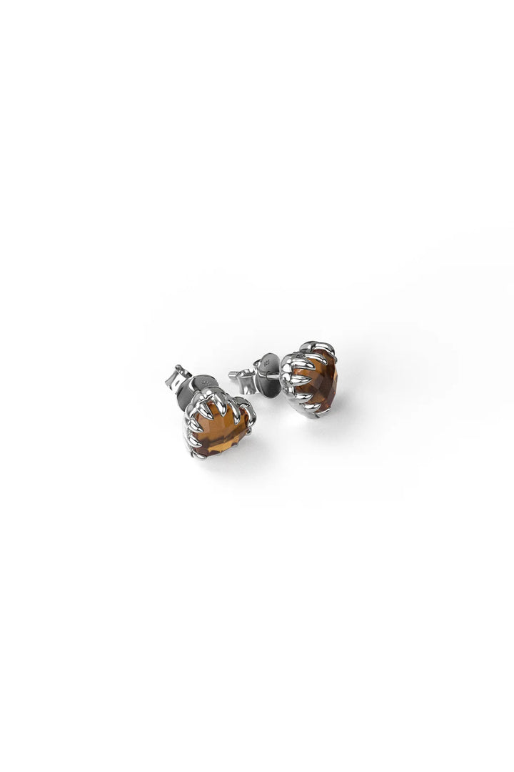 Stolen Silver Love Claw Earrings Orange Citrine