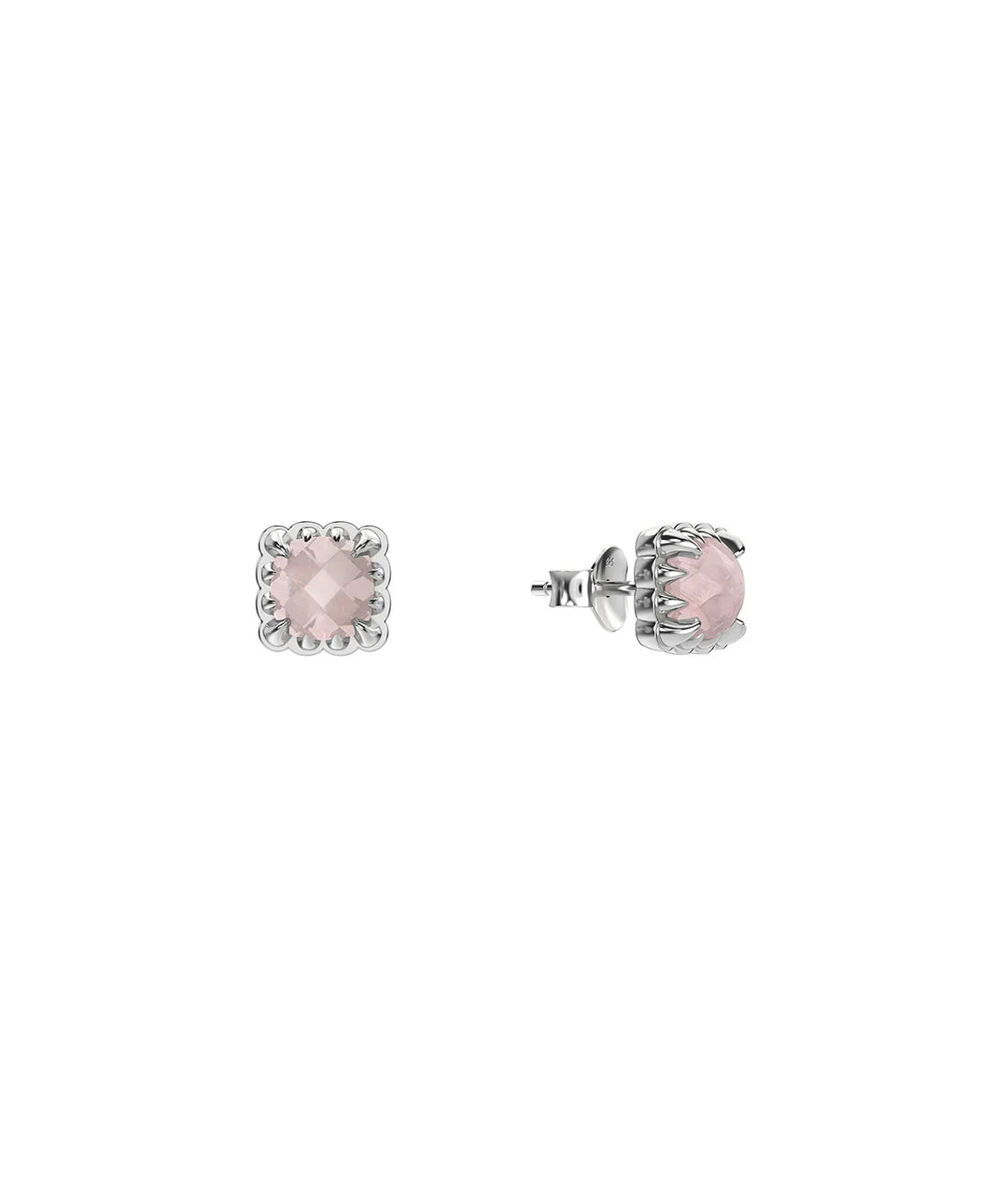 Stolen Silver Baby Claw Studs Rose Quartz