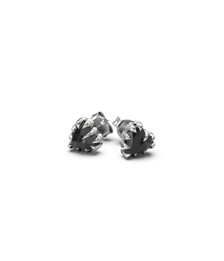 Stolen Silver Love Claw Stud Earrings - Onyx