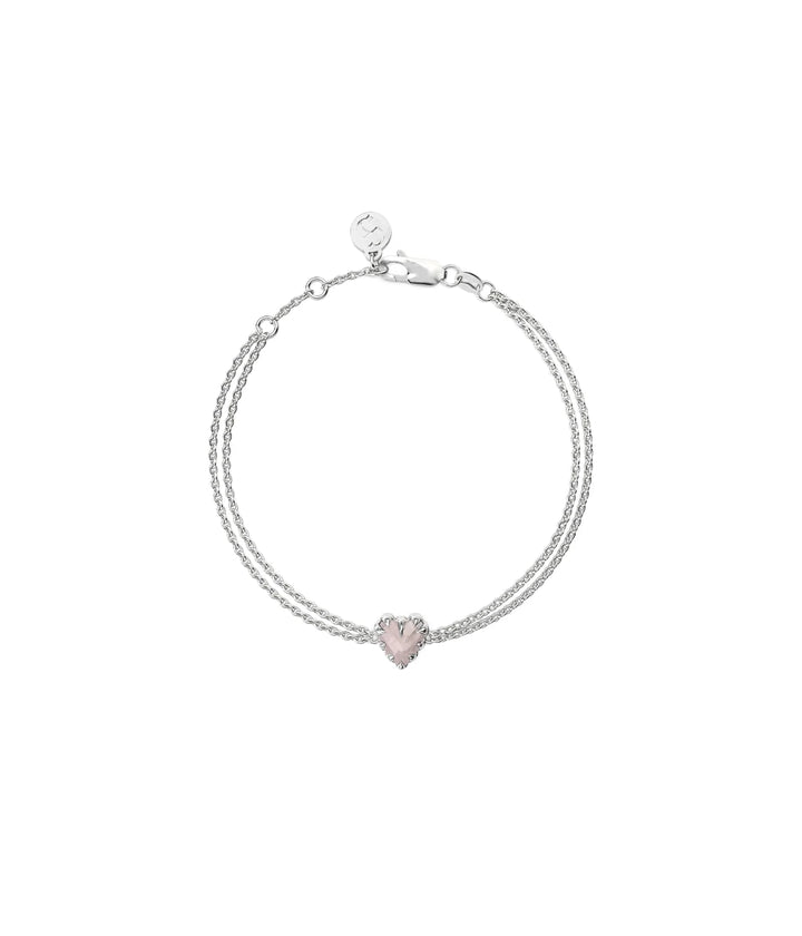 Stolen Silver Love Claw Bracelet  - Rose Quartz