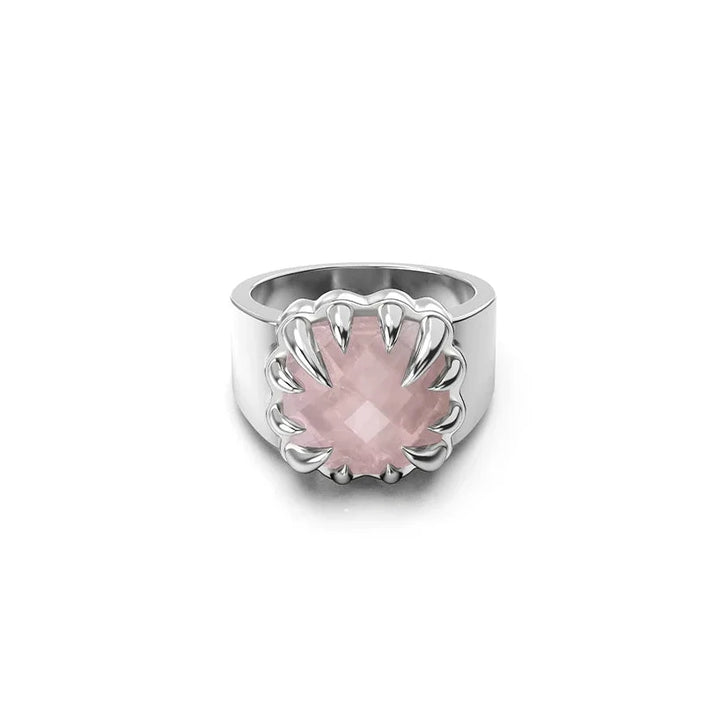 Stolen Silver Claw Ring - Rose Quartz