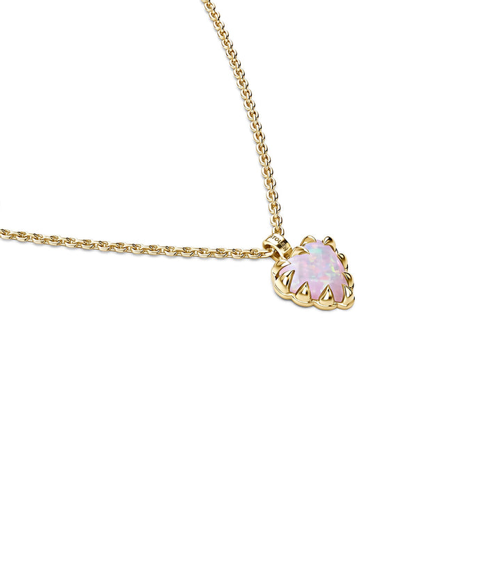 Stolen Gold Plated Love Claw Necklace - Pink Bello Opal
