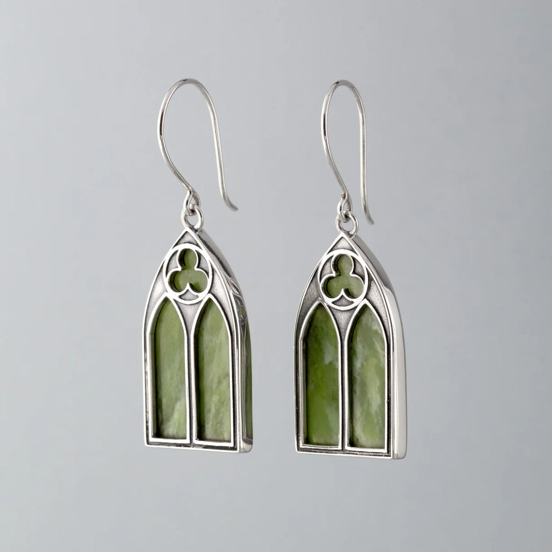 Nick Von K Sterling Silver with Pounamu Gothic Earrings