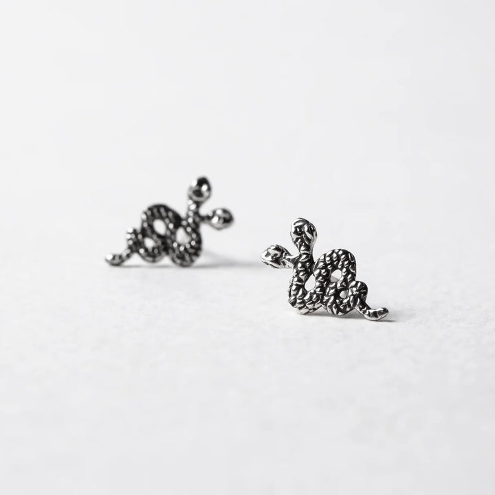 Nick Von K Sterling Silver Double Headed Snake Stud Earrings