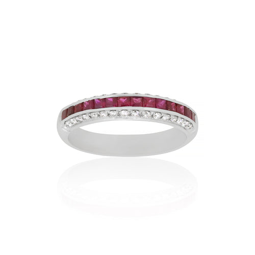 18ct White Gold Ruby Diamond Dress Ring