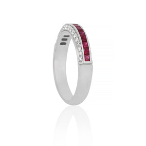 18ct White Gold Ruby Diamond Dress Ring