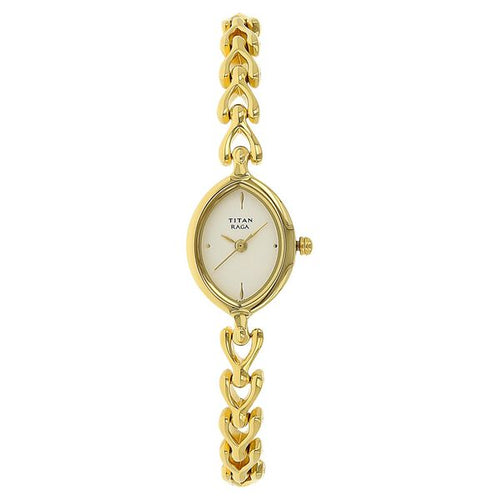 Titan Raga White Dial Women Watch With Metal Strap