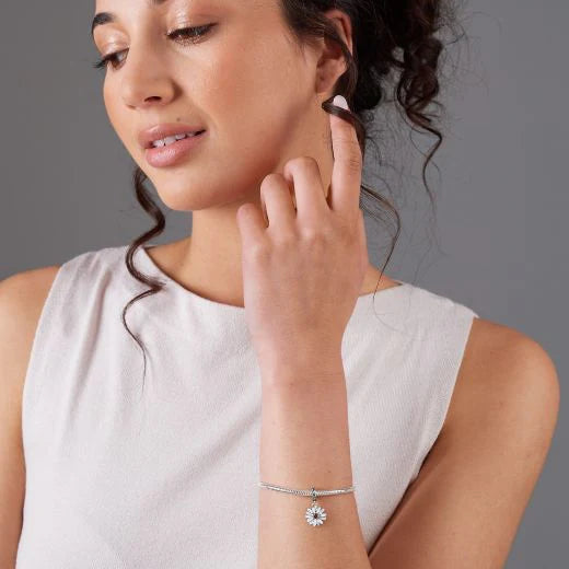 Evolve Silver & Enamel White Daisy Dangle Charm